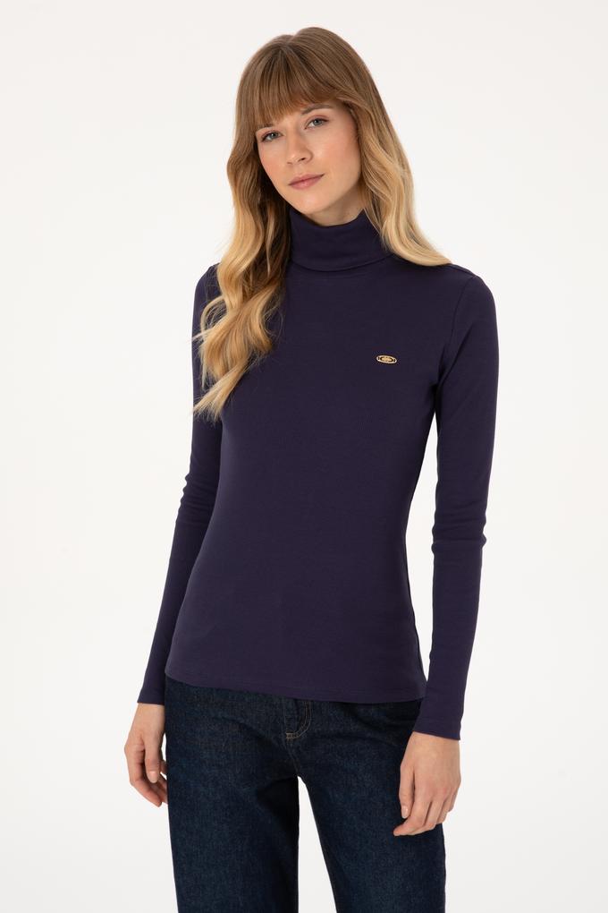 Kadın Mürdüm Balıkçı Yaka Sweatshırt