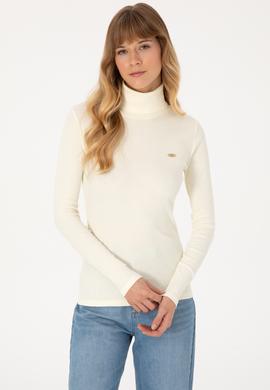 Kadın Krem Balıkçı Yaka Sweatshırt - 50313430016