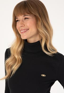 Kadın Siyah Balıkçı Yaka Sweatshırt - 50313430004