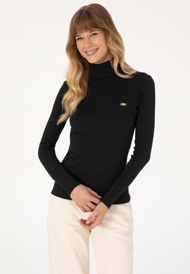 Kadın Siyah Balıkçı Yaka Sweatshırt - 50313430004