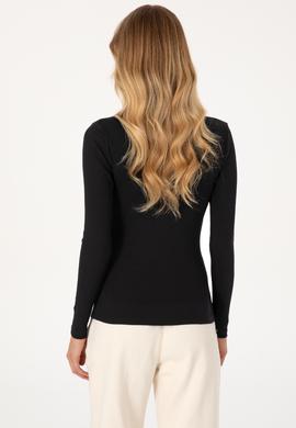 Kadın Siyah Balıkçı Yaka Sweatshırt - 50313430004