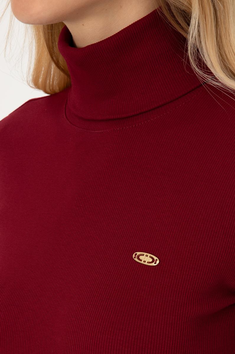 Kadın Bordo Balıkçı Yaka Sweatshırt