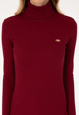 Kadın Bordo Balıkçı Yaka Sweatshırt - 50313430038