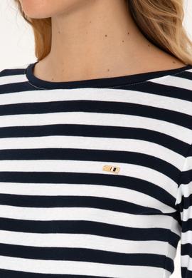 Kadın Lacivert Çizgili Bisiklet Yaka Sweatshırt - 50314203030