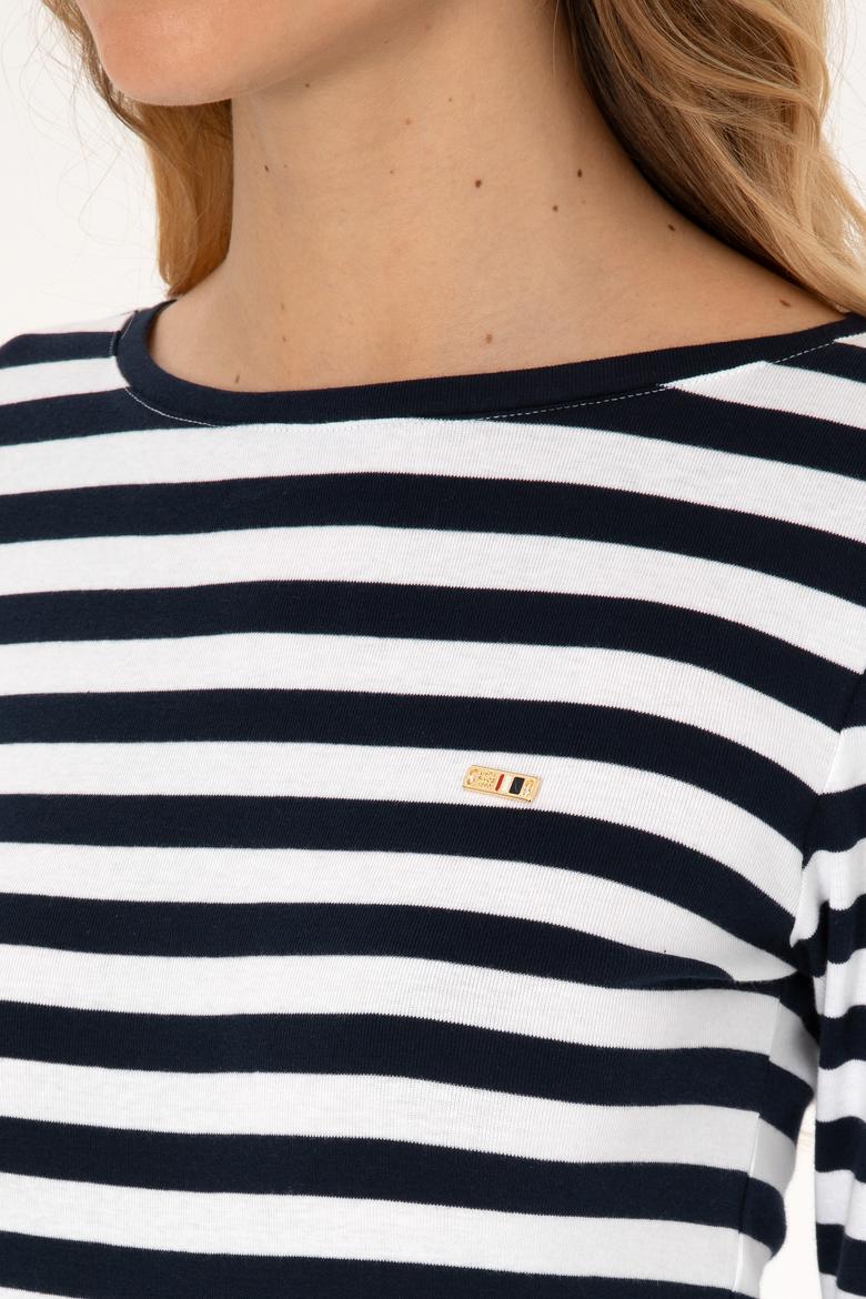 Kadın Lacivert Çizgili Bisiklet Yaka Sweatshırt - 50314203030