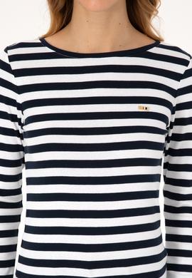 Kadın Lacivert Çizgili Bisiklet Yaka Sweatshırt - 50314203030