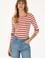 Kadın Kiremit Çizgili Bisiklet Yaka Sweatshırt
