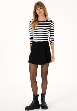 Kadın Siyah Çizgili Bisiklet Yaka Sweatshırt - 50314203004