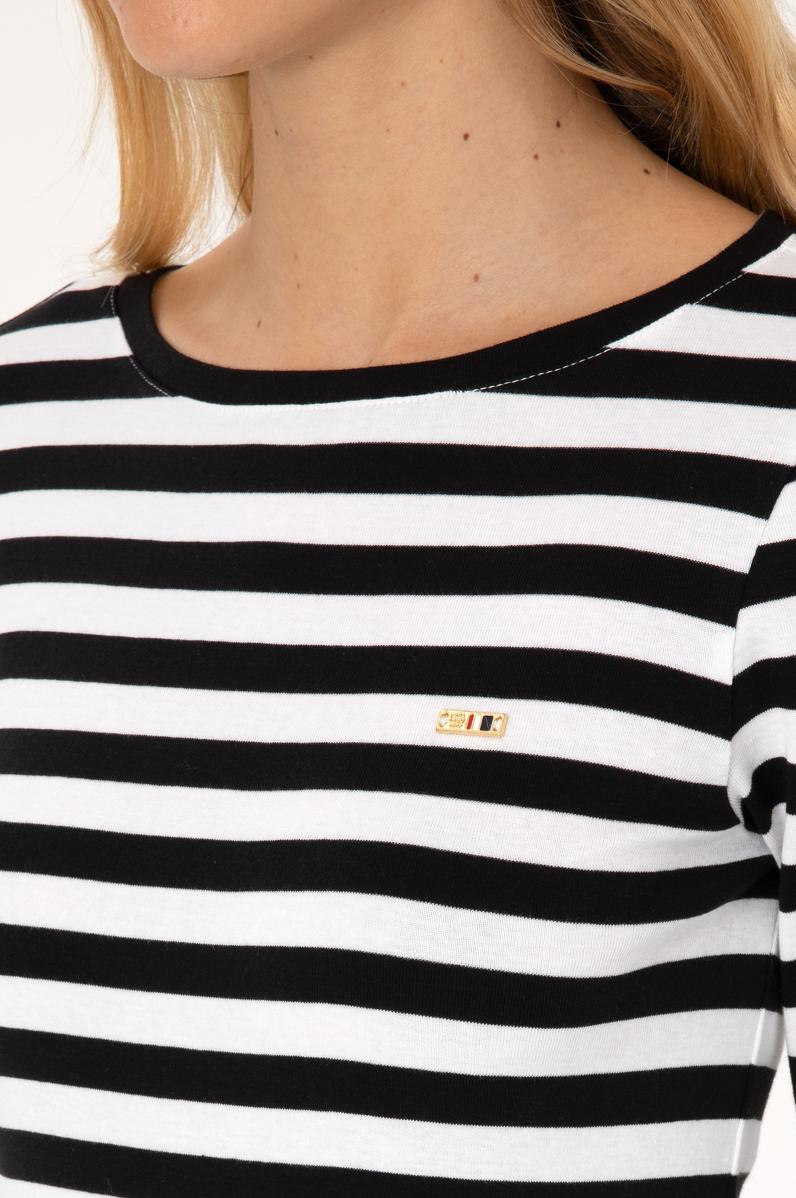 Kadın Siyah Çizgili Bisiklet Yaka Sweatshırt