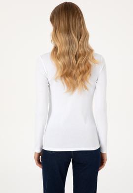 Kadın Beyaz Slim Bisiklet Yaka Basic Sweatshırt - 50315419003