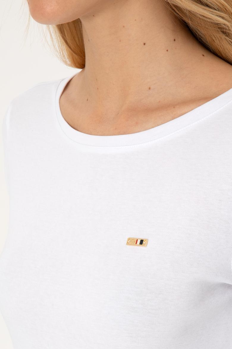 Kadın Beyaz Slim Bisiklet Yaka Basic Sweatshırt - 50315419003