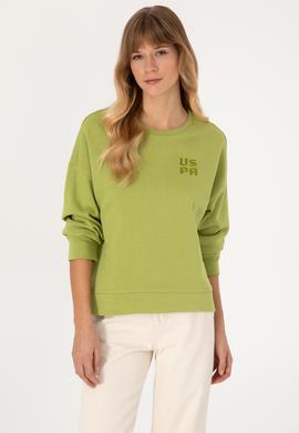 Kadın Fıstık Yeşili Bisiklet Yaka Basic Sweatshırt - 50313565020