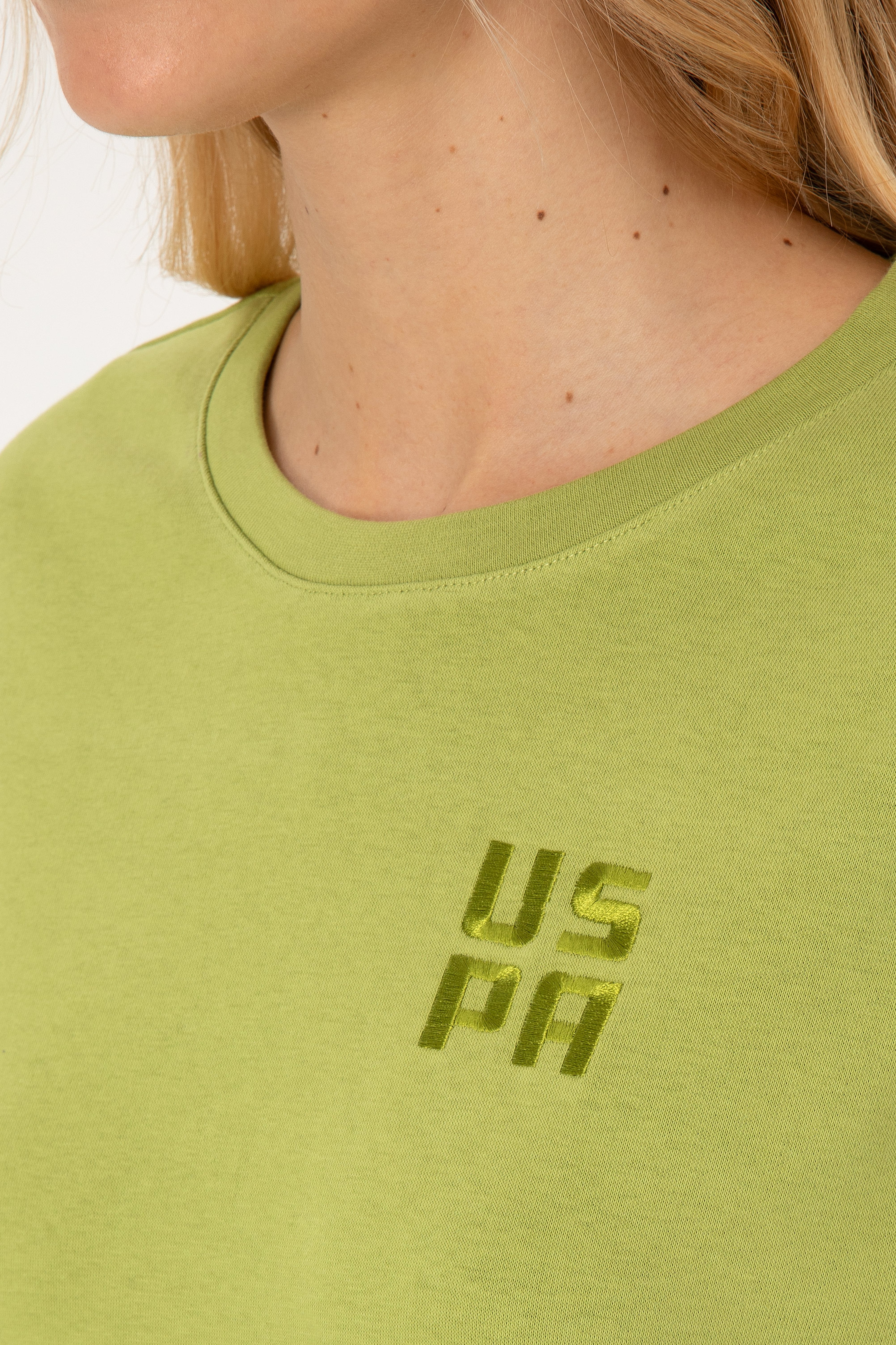 Kadın Fıstık Yeşili Bisiklet Yaka Basic Sweatshırt - Image 7