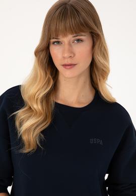 Kadın Lacivert Şardonlu Bisiklet Yaka Basic Sweatshırt - 50313586085