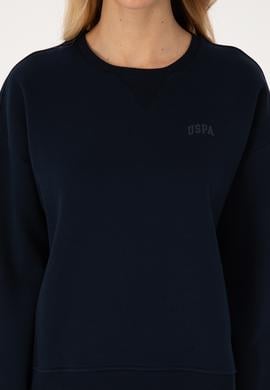 Kadın Lacivert Şardonlu Bisiklet Yaka Basic Sweatshırt - 50313586085