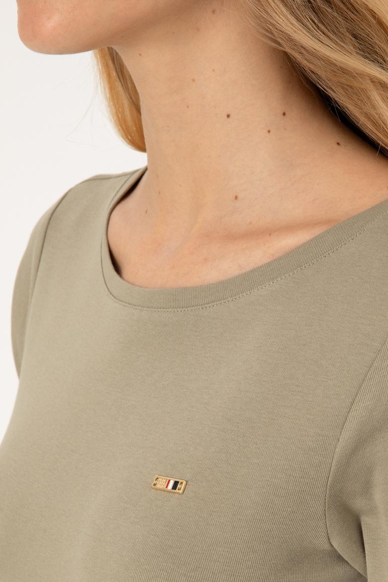 Kadın Açık Haki Slim Bisiklet Yaka Basic Sweatshırt - 50315419032