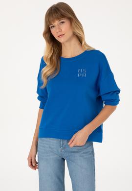 Kadın Koyu Mavi Bisiklet Yaka Basic Sweatshırt - 50313565039