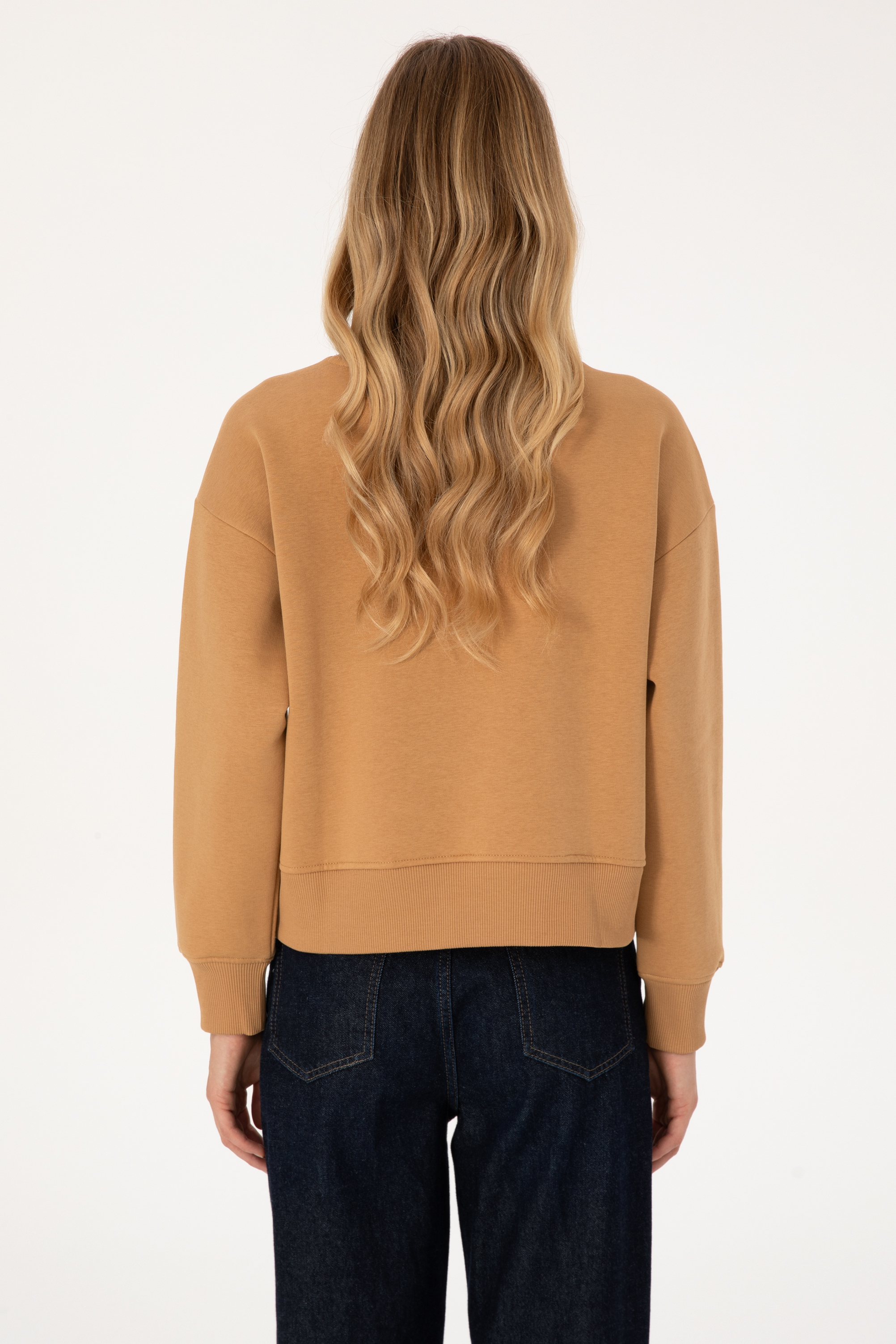Kadın Camel Bisiklet Yaka Basic Sweatshirt - 50307752033
