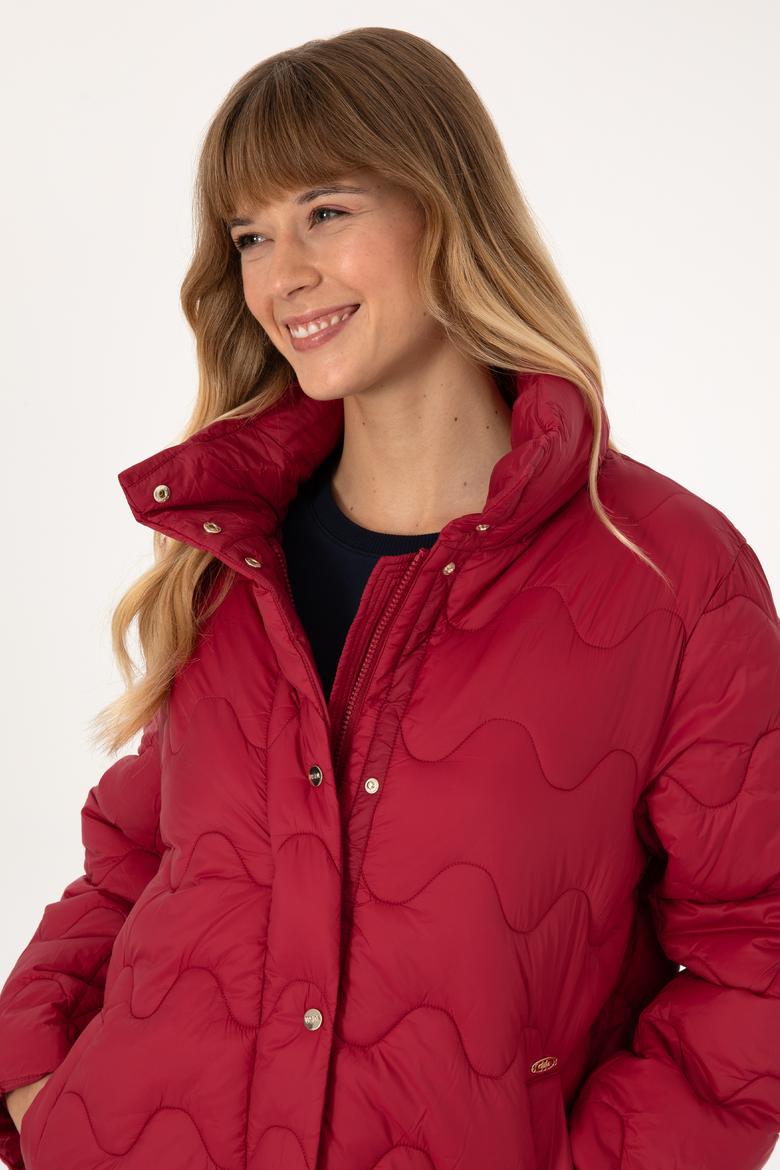 Kadın Koyu Frambuaz Kaban - 50308608041