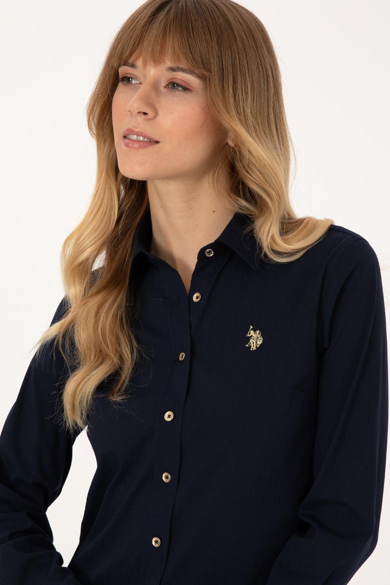 Kadın Lacivert Uzun Kollu Basic Gömlek - 50308024015