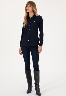 Kadın Lacivert Uzun Kollu Basic Gömlek - 50308024015