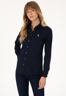 Kadın Lacivert Uzun Kollu Basic Gömlek - 50308024015
