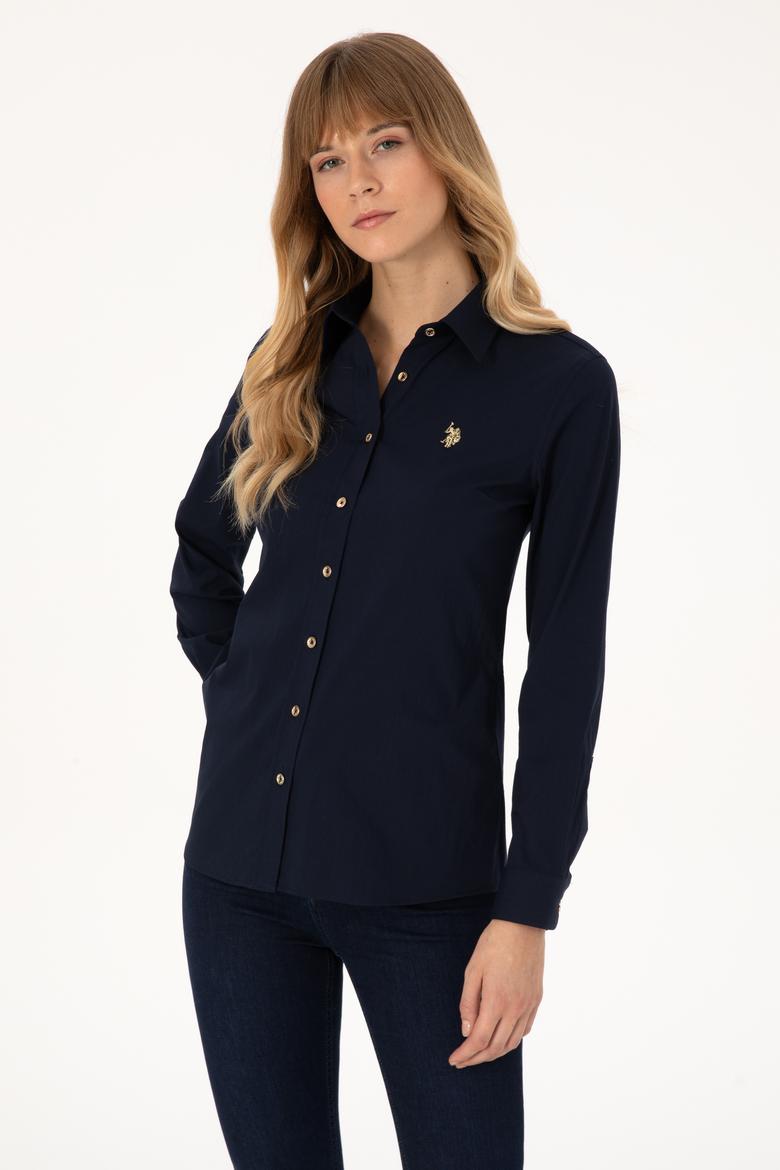 Kadın Lacivert Uzun Kollu Basic Gömlek - 50308024015