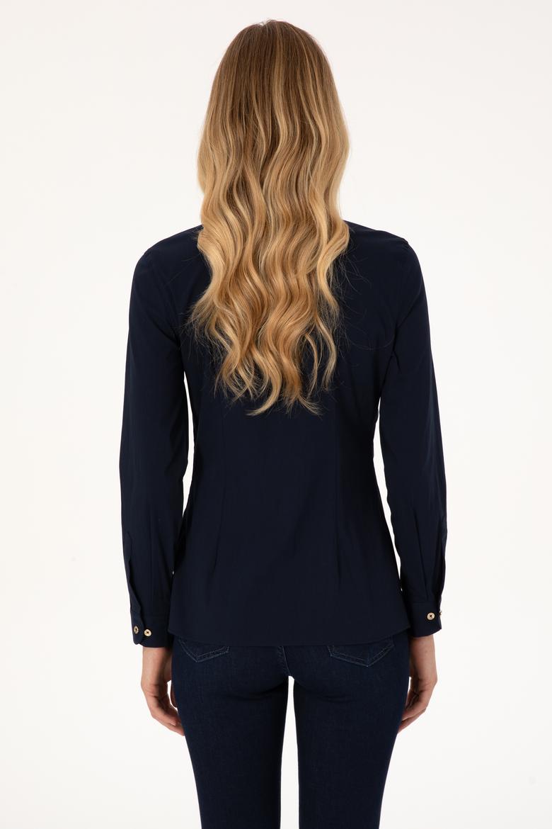 Kadın Lacivert Uzun Kollu Basic Gömlek - 50308024015