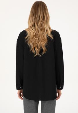 Kadın Siyah Örme Gömlek - 50309039006