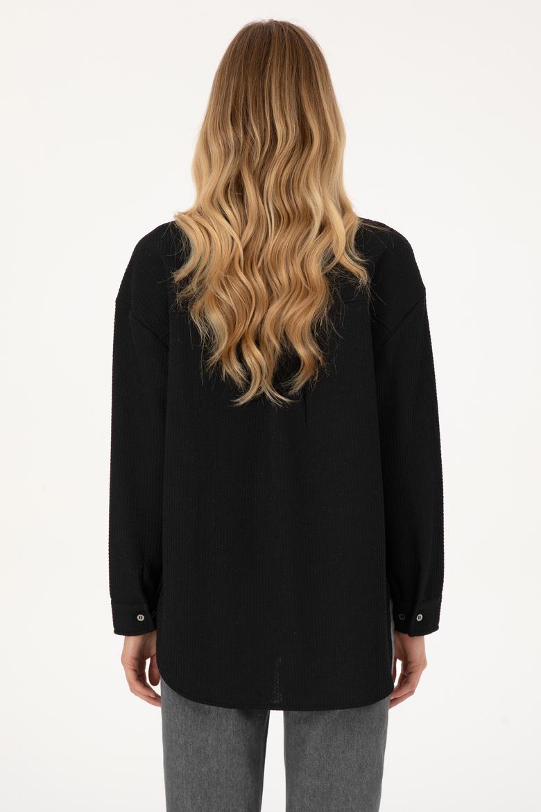 Kadın Siyah Örme Gömlek - 50309039006