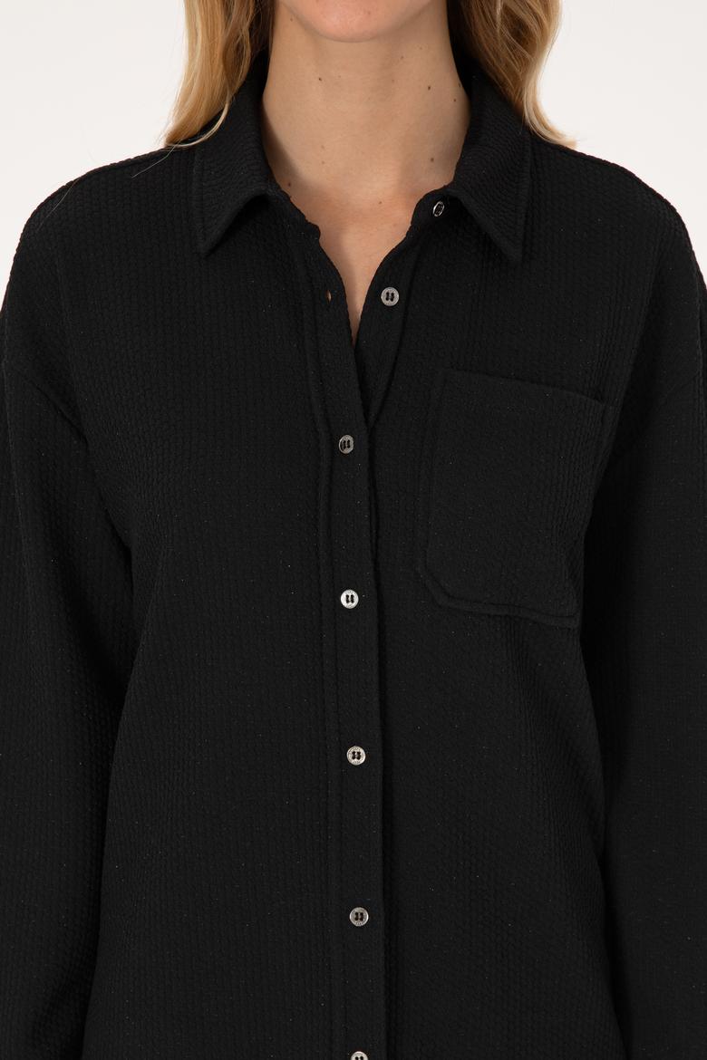 Kadın Siyah Örme Gömlek - 50309039006