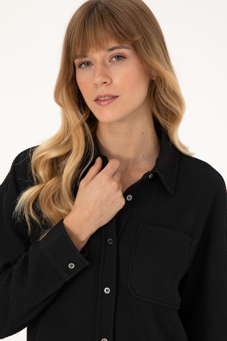 Kadın Siyah Örme Gömlek - 50309039006