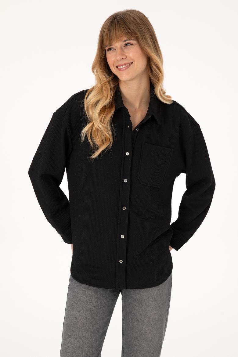 Kadın Siyah Örme Gömlek - 50309039006