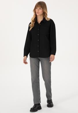 Kadın Siyah Örme Gömlek - 50309039006