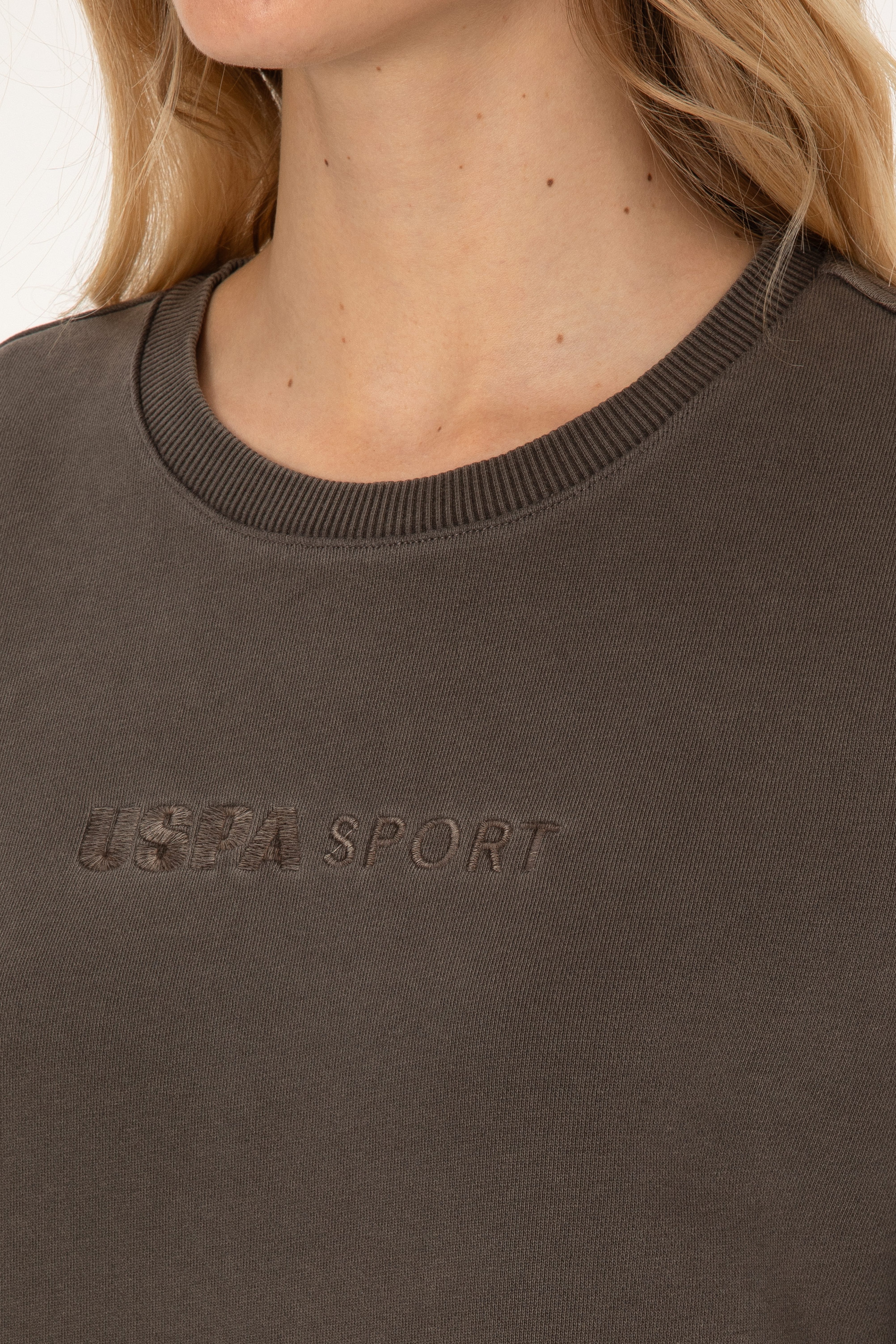 Kadın Koyu Kahverengi Bisiklet Yaka Sweatshirt