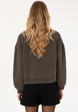 Kadın Koyu Kahverengi Bisiklet Yaka Sweatshirt - 50309547019