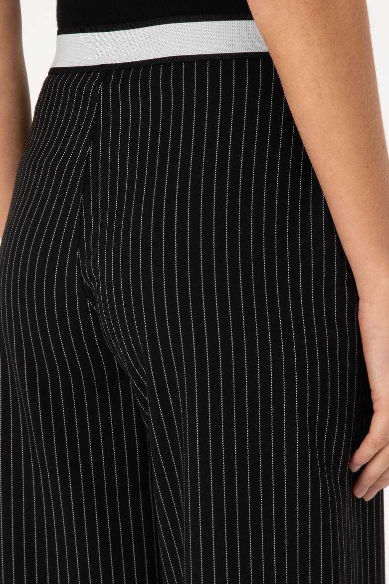 Kadın Siyah Çizgili Loose Fit Kanvas Pantolon - 50317169005