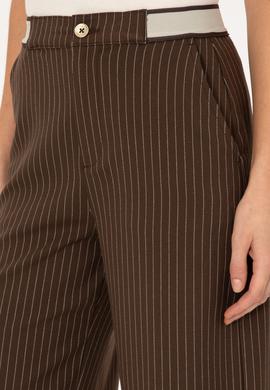 Kadın Kahverengi Çizgili Loose Fit Kanvas Pantolon - 50317169011