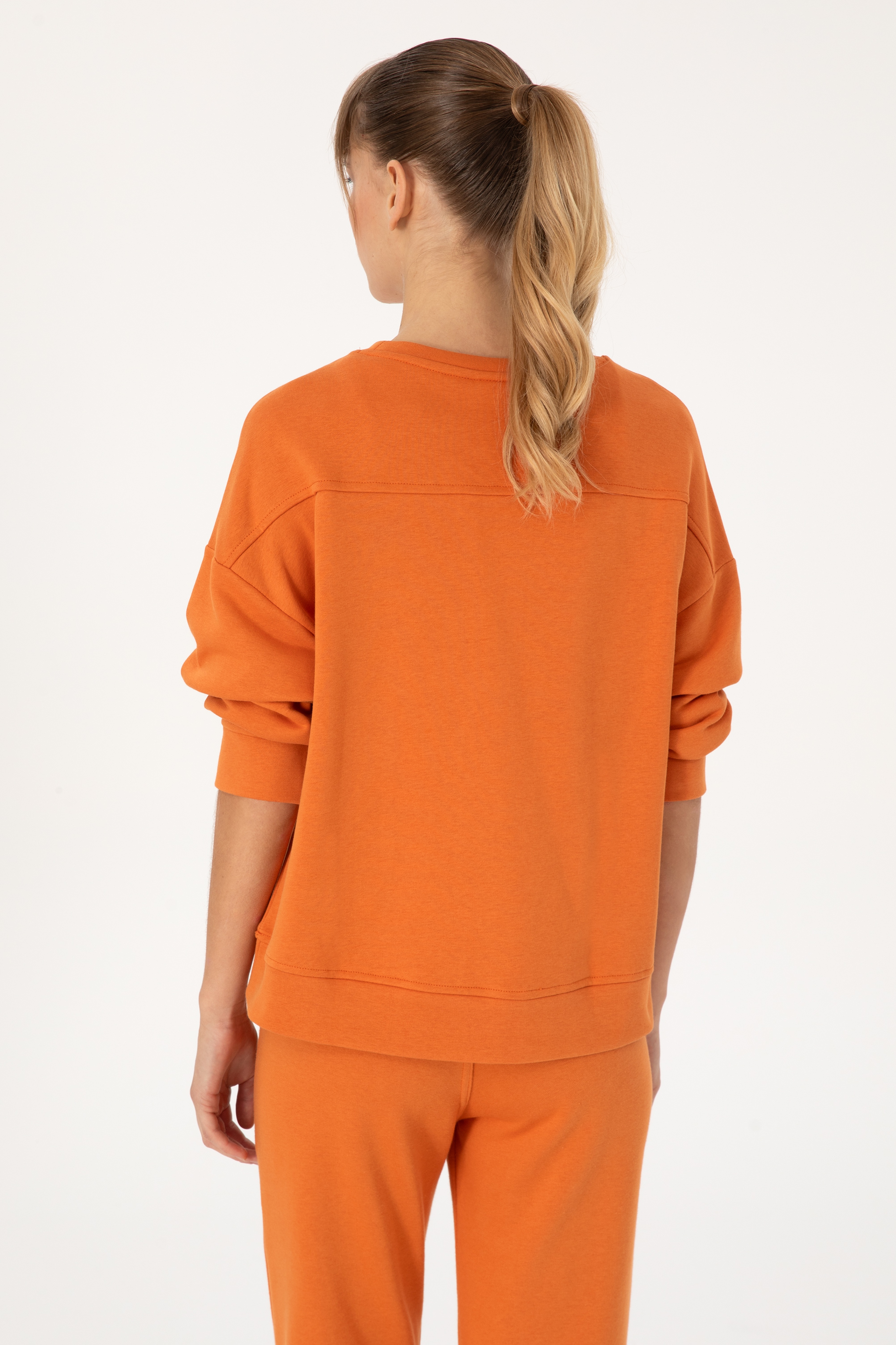 Kadın Bakır Bisiklet Yaka Basic Sweatshırt