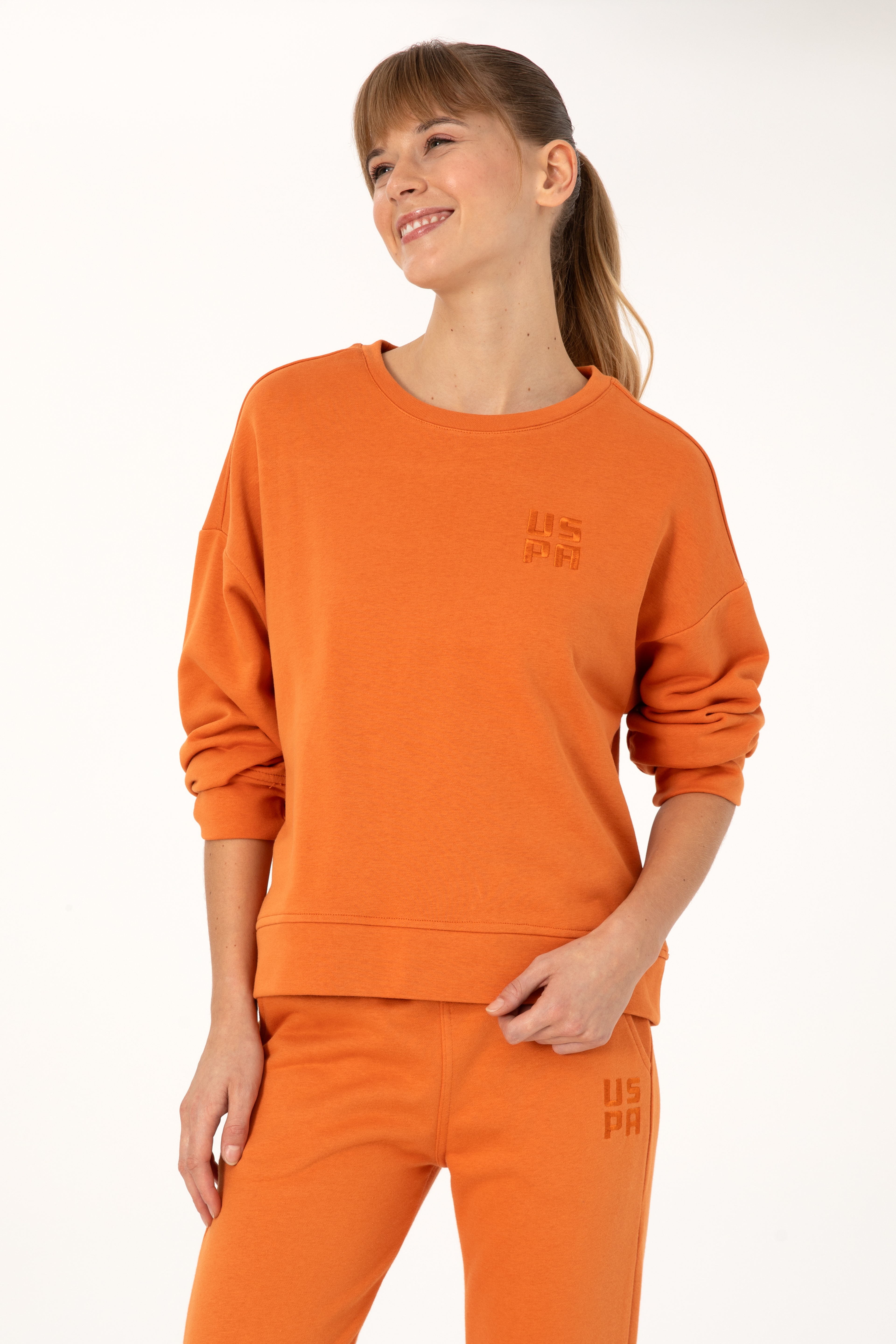 Kadın Bakır Bisiklet Yaka Basic Sweatshırt - Image 3