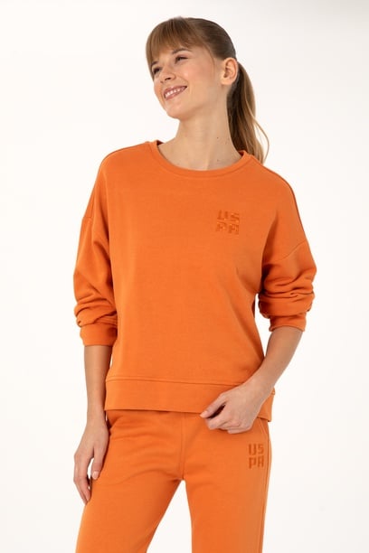 Kadın Bakır Bisiklet Yaka Basic Sweatshırt