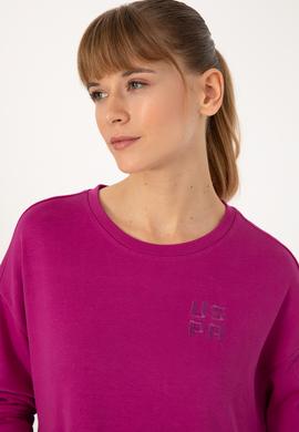 Kadın Fuşya Bisiklet Yaka Basic Sweatshırt - 50313565044