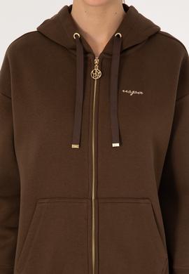 Kadın Kahverengi Şardonlu Kapüşonlu Sweatshırt - 50314130067