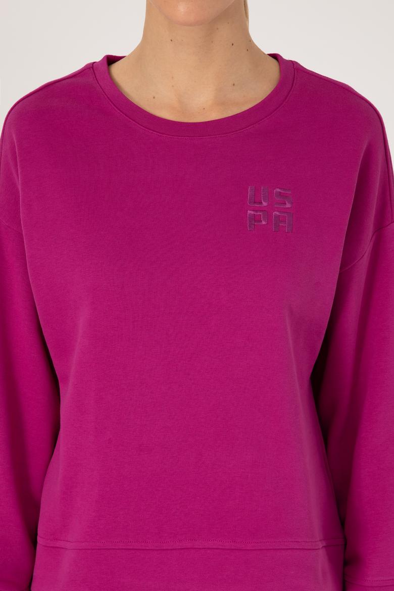 Kadın Fuşya Bisiklet Yaka Basic Sweatshırt - 50313565044