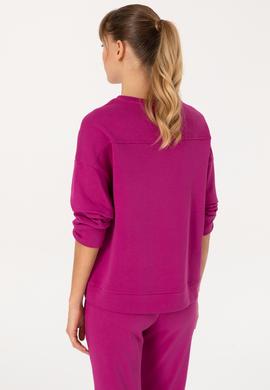 Kadın Fuşya Bisiklet Yaka Basic Sweatshırt - 50313565044