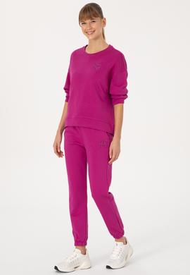 Kadın Fuşya Bisiklet Yaka Basic Sweatshırt - 50313565044