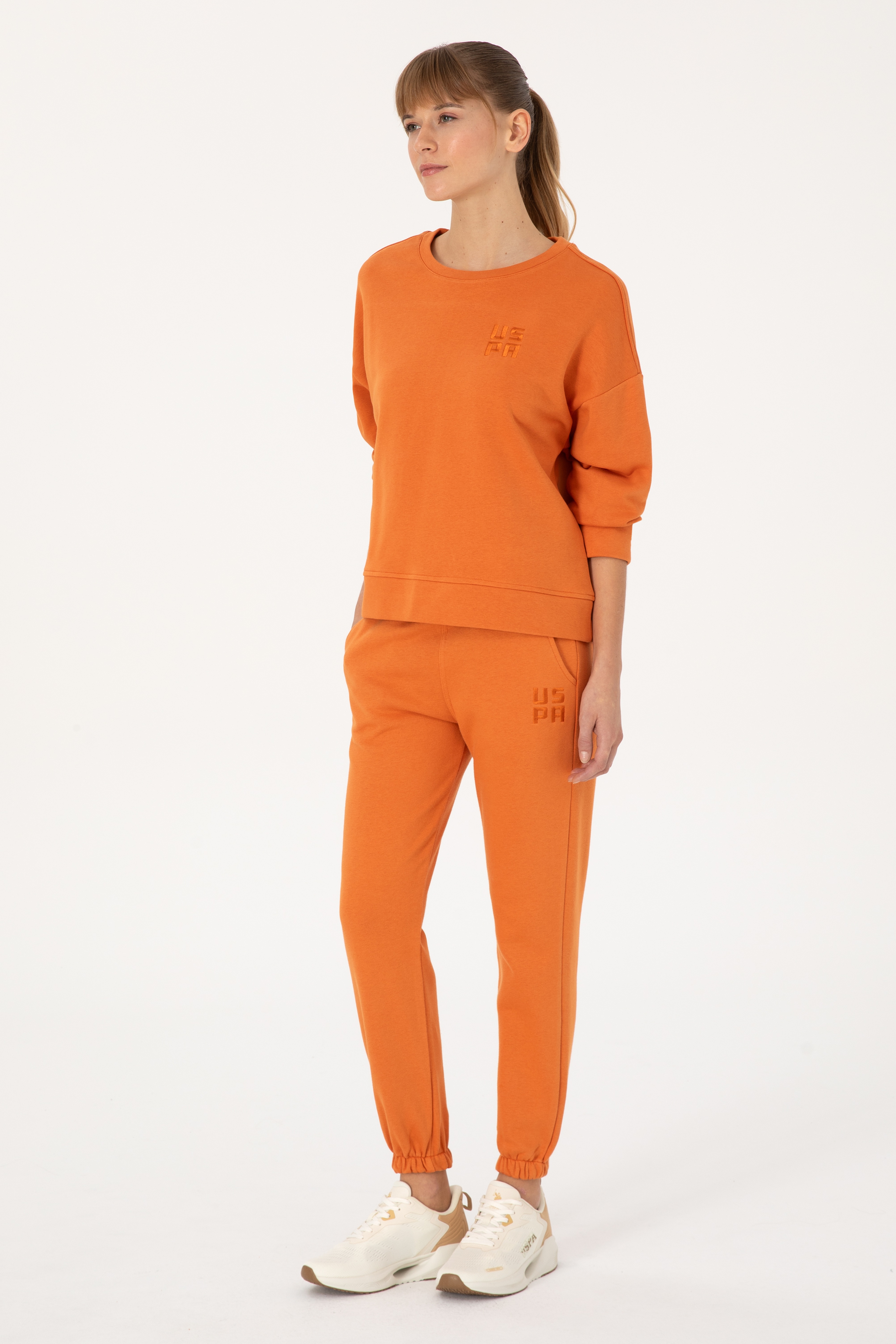 Kadın Bakır Bisiklet Yaka Basic Sweatshırt - Image 4