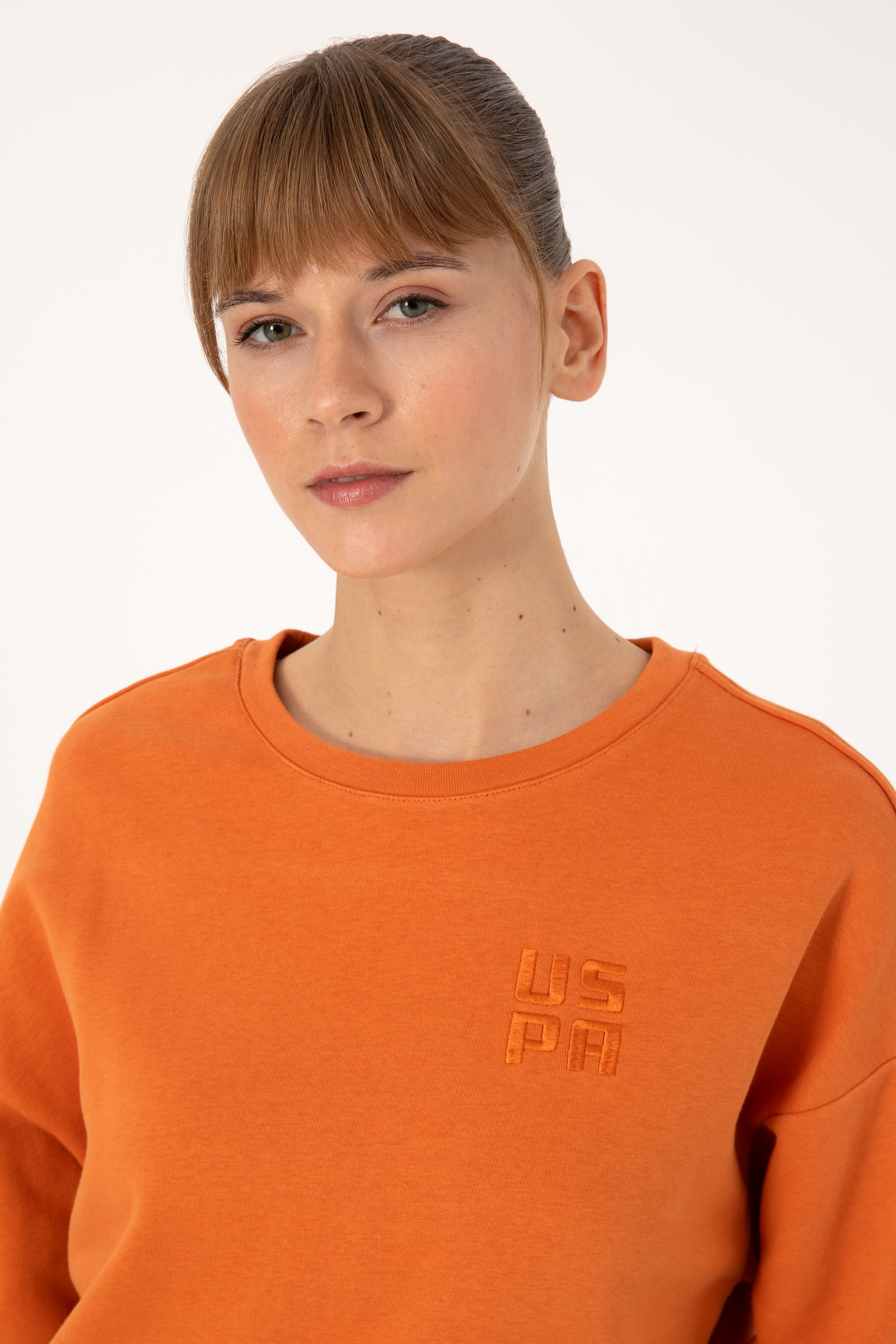 Kadın Bakır Bisiklet Yaka Basic Sweatshırt - Image 2