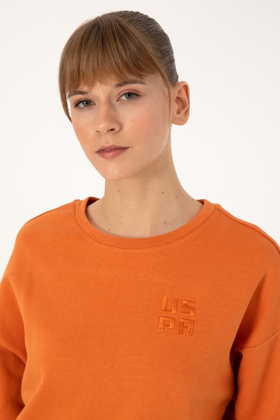 Kadın Bakır Bisiklet Yaka Basic Sweatshırt