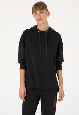 Kadın Siyah Modal Karışımlı Kapüşonlu Sweatshirt - 50313561005